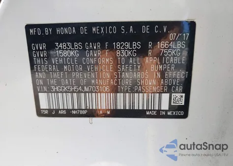 2018 Honda Fit Lx z USA, uszkodzony, nr VIN 3HGGK5H54JM703106